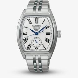 Seiko Mens Presage Classic Series Enamel Tonneau Bracelet Watch SPB537J1