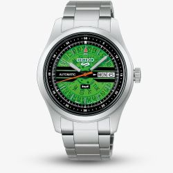 Seiko Mens Limited Edition 5 Sports X HUF II Collaboration Green Bracelet Watch SRPM09K1