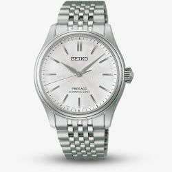Seiko Mens Presage Classic Series Shironeri White Dial Bracelet Watch HCC001J1