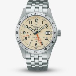 Seiko Mens 5 Sports Field GMT Cream Dial Bracelet Watch HDB002K1