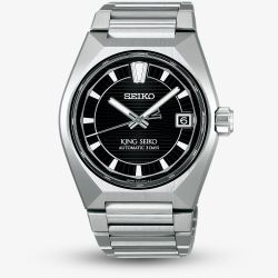 Seiko Mens King Seiko 'Tokyo Highway'  Black Dial Titanium Bracelet Watch HKF003J1