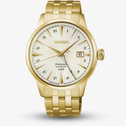 Seiko Mens Presage Cocktail Time 'Daiquiri' Gold Tone Bracelet Watch HCB004J1