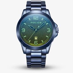 Police Mens Cliff Matt Blue Stainless Steel Bracelet Watch PEWJH2194503