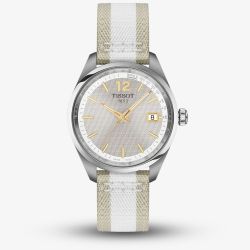 Tissot Ladies PR100 Grey Dial Two Colour Fabric Strap Watch T150.210.17.037.00