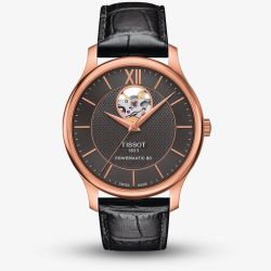 Tissot Traditional Powermatic 80 Open Heart Black Leather Watch T063.907.36.068.00