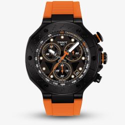 Tissot Mens T-Race Black Chronograph Orange Rubber Strap Watch T141.417.37.051.02