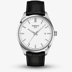 Tissot Mens PR 100 White Dial Black Leather Strap Watch T150.410.16.011.00