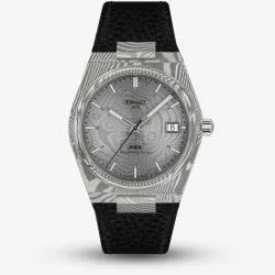 Tissot Mens PRX Damascus Steel Black Leather Strap Watch T137.807.96.081.00