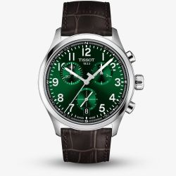 Tissot Mens Chrono L 42mm Green Dial Brown Leather Strap Watch T116.417.16.092.00