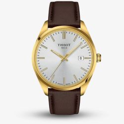 Tissot Mens PR100 Silver Dial Leather Strap Watch T150.410.36.391.00