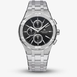 Maurice Lacroix Mens Aikon Black Chronograph Watch AI1118-SS002-330-1
