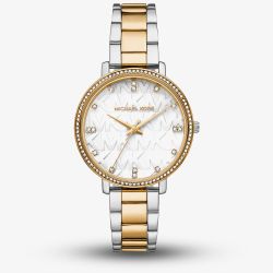 Michael Kors Ladies Pyper Two Tone White Dial Watch MK4918