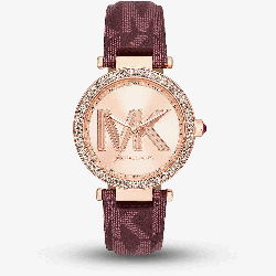 Michael Kors Parker MK Logo Bordeaux Strap Watch MK2974