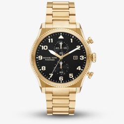 Michael Kors Mens Panorama Gold Chronograph Watch MK9195