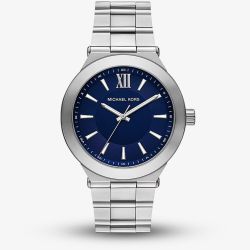 Michael Kors Mens Oversized Billie Blue Dial Silver - Tone  Bracelet Watch MK9284