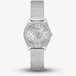 Guess Ladies Boa Silver Mesh Crystal Watch GW0748L1