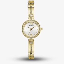Guess Ladies Lovely Gold Tone Crystal Heart Watch GW0655L2