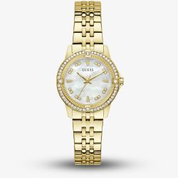 Guess Ladies Colette Gold Tone Crystal Bracelet Watch GW1027L2