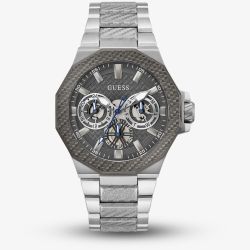 Guess Mens Indy Silver Textured Bezel Watch GW0636G1