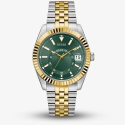 Guess Mens Jaden Two-Tone Green Dial Watch GW0977G4