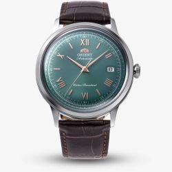 Orient Mens Bambino Mint Green Dial Leather Strap Watch RA-AC0023E
