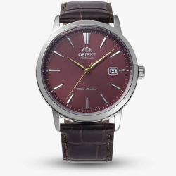Orient Mens AC0F Red Dial Leather Strap Watch RA-AC0F15R