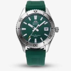 Orient Mens Mako 40 Green Dial Rubber Strap Watch RA-AC0Q11E