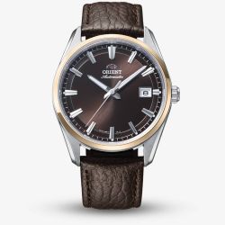 Orient Mens Stretto Brown Dial Leather Strap Watch RA-AC0R03Y