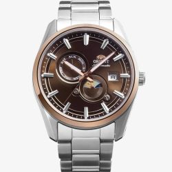 Orient Mens Stretto Sun & Moon Brown Dial Bracelet Watch RA-AK0313Y