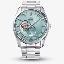 Orient Mens AR00 Semi Skeleton Ice Blue Dial Bracelet Watch RA-AR0009L