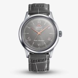 Orient Mens Limited Edition Classic Bambino Grey Dial Leather Strap Watch RA-BB0006N