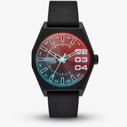 Diesel Mens Scraper Black Leather Strap Watch DZ2175