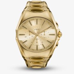 Diesel Mens D-Curve Gold Plated Chronograph Dial Watch DZ4695