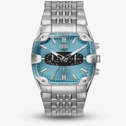 Diesel Mens Spiked Cushion Blue Chronograph Dial Bracelet Watch DZ4725