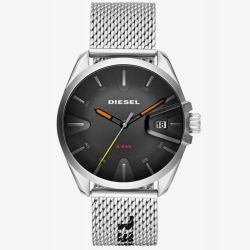 Diesel Mens Ms9 Stainless Steel Black Date Dial Mesh Strap Watch DZ1897