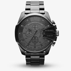 Diesel Mens Mega Chief Gry Stainless Steel Bracelet Chronograph Watch DZ4282