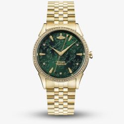 Vivienne Westwood Ladies Wallace Gold Tone Patterned Green Dial Watch VV208GDGD