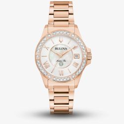 Bulova Ladies Marine Star Rose Gold Plated Watch 98R295