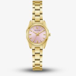 Bulova Ladies Surveyor Gold Tone Pink Dial Watch 97L187