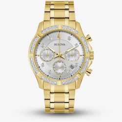 Bulova Classic Sutton Gold Tone Diamond Watch 98E113