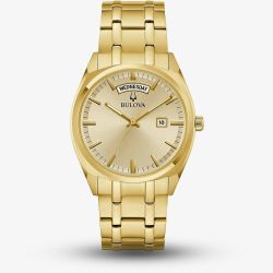 Bulova Mens Surveyor Gold Tone Bracelet Watch 97C115