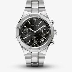 Bulova Mens Classic Black Dial Chronograph Watch 96B410