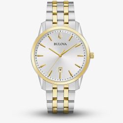 Bulova Mens Sutton Two-Tone Silver Dial Bracelet Watch 98B385