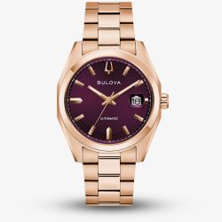 Bulova Mens Surveyor Rose Gold Plated Purple Dial Watch 97B234