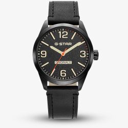 G-STAR Mens Originals Black Leather Strap Watch GSW.503.03