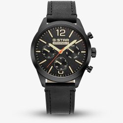 G-STAR Mens Originals Black Leather Strap Watch GSW.504.02