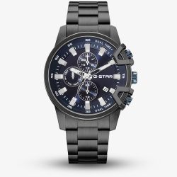G-STAR Mens Bend3D Blue Dial Black Bracelet Watch GSW.505.05