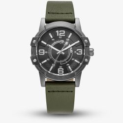 G-STAR Mens Constructed Black Dial Green Leather Strap Watch GSW.506.03