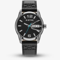 G-STAR Mens Selvedge Black Leather Strap Watch GSW.507.02