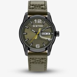 G-STAR Mens Selvedge Green Leather Strap Watch GSW.507.04